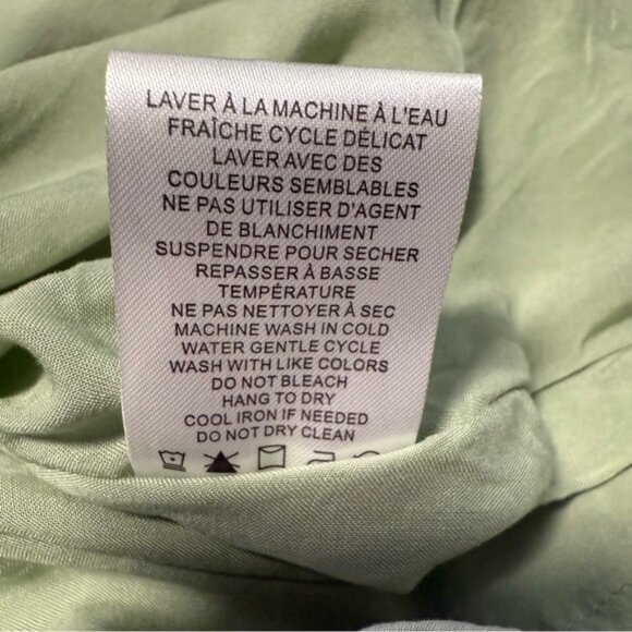 Rachel Zoe Green  White Floral Tiered Shirred Maxi Dress M Ruffle Sleeve V-neck - Picture 10 of 13